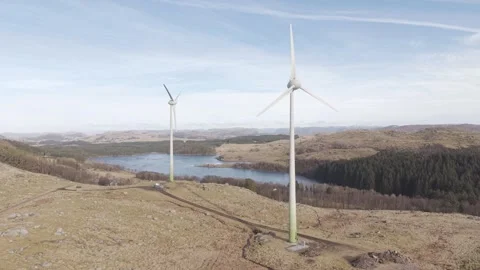 Wind turbines in mountainous area Video stock 330133430