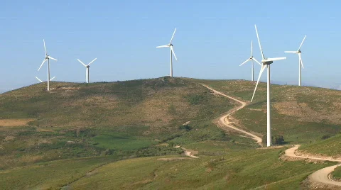 Wind turbines in the mountains Stock Footage 395677