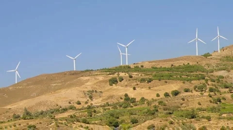 Wind turbines in the mountains Stock Footage 882293