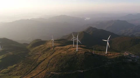 Wind turbines in the mountains Stock Footage 165578464