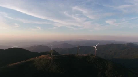 Wind turbines in the mountains Stock Footage 165578471