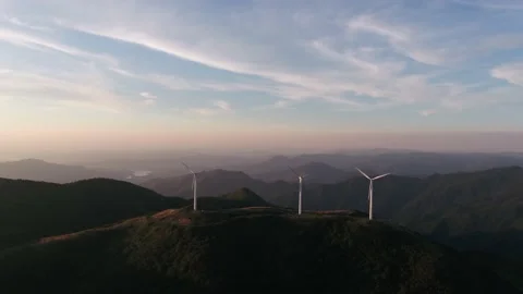 Wind turbines in the mountains Stock Footage 165578493