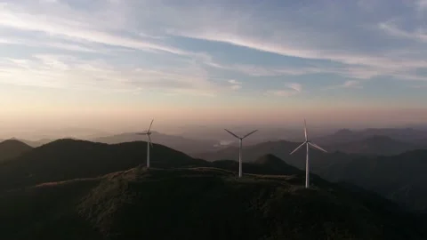 Wind turbines in the mountains Stock Footage 165578496