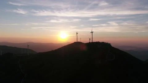 Wind turbines in the mountains Stock Footage 165578526