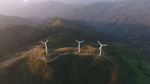 Wind turbines in the mountains Stock Footage 165578543