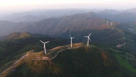 Wind turbines in the mountains Stock Footage 165578555