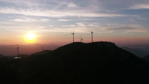 Wind turbines in the mountains Stock Footage 165578578