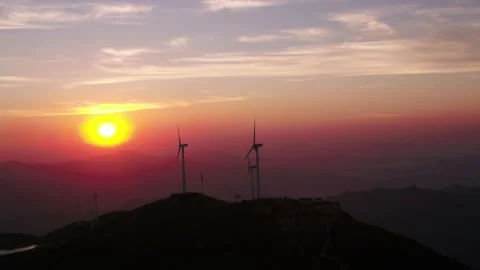 Wind turbines in the mountains Stock Footage 165578626