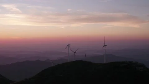 Wind turbines in the mountains Stock Footage 165578639