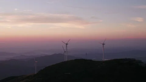 Wind turbines in the mountains Stock Footage 165578653