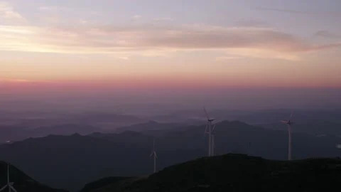 Wind turbines in the mountains Stock Footage 165578674