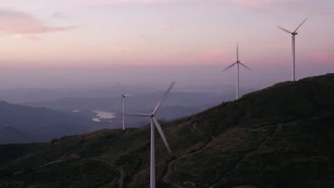 Wind turbines in the mountains Stock Footage 165578675