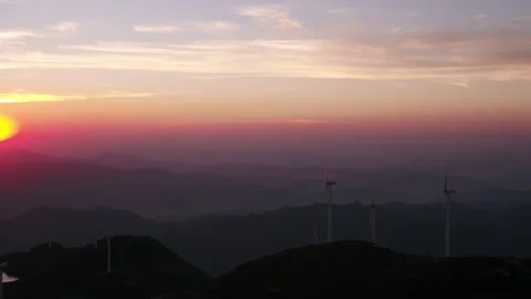 Wind turbines in the mountains Stock Footage 165578685