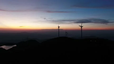 Wind turbines in the mountains Stock Footage 165578739