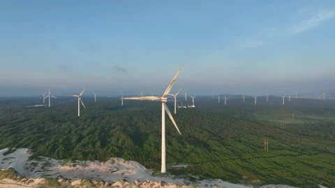 Wind turbines in the mountains Stock Footage 201358711