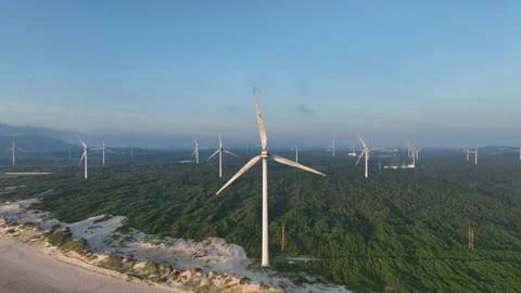 Wind turbines in the mountains Stock Footage 201358719