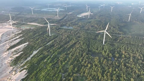 Wind turbines in the mountains Stock Footage 201358789