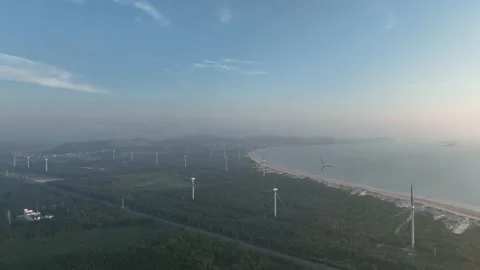 Wind turbines in the mountains Stock Footage 201359106