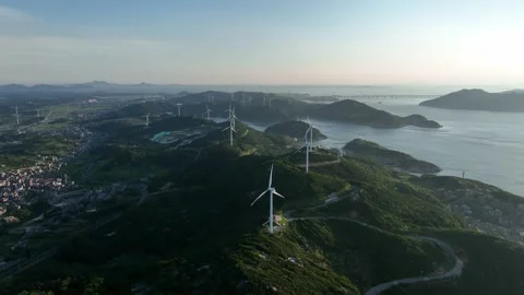Wind turbines in the mountains Stock Footage 201359228