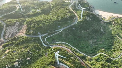 Wind turbines in the mountains Stock Footage 201359294