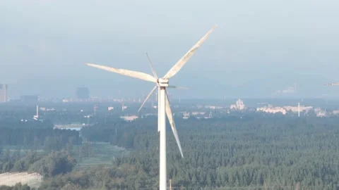 Wind turbines in the mountains Stock Footage 201359353