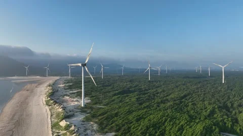Wind turbines in the mountains Stock Footage 201359545