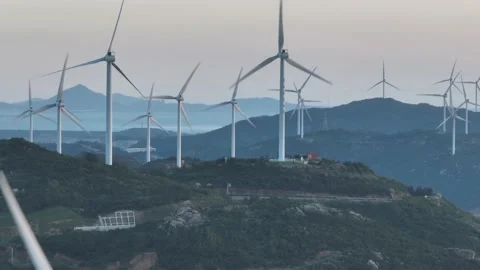 Wind turbines in the mountains Stock Footage 201359583