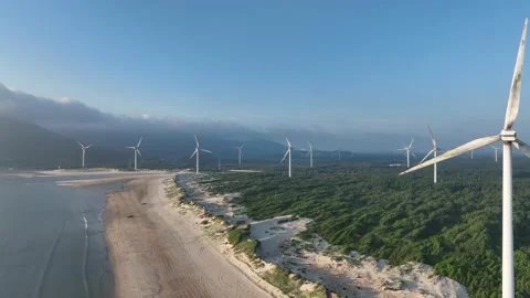 Wind turbines in the mountains Stock Footage 201359619