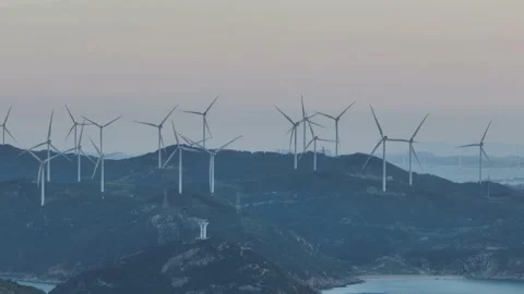 Wind turbines in the mountains Stock Footage 201359689