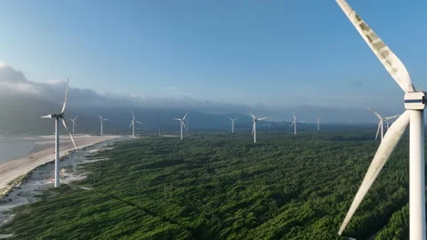 Wind turbines in the mountains Stock Footage 201359730