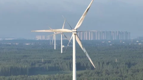 Wind turbines in the mountains Stock Footage 201359786