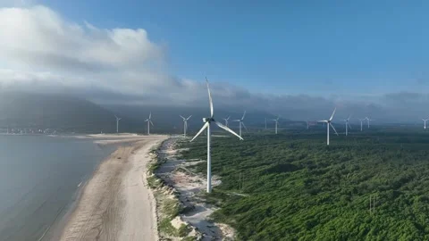 Wind turbines in the mountains Stock Footage 201360026
