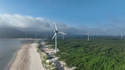 Wind turbines in the mountains Stock Footage 201360237