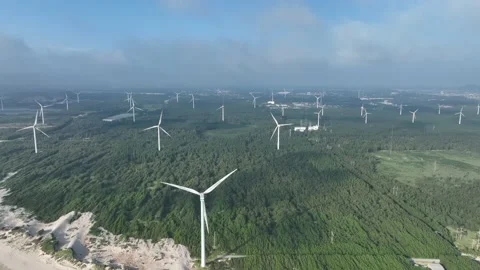 Wind turbines in the mountains Stock Footage 201360394