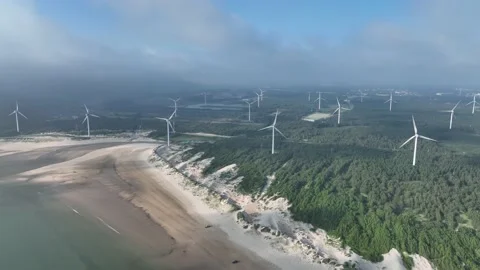 Wind turbines in the mountains Stock Footage 201360428
