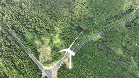 Wind turbines in the mountains Stock Footage 201360563