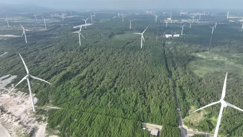 Wind turbines in the mountains Stock Footage 201360585