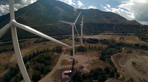 Wind turbines moving and generating electricity Video stock 41539415