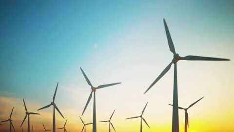 Wind Turbines Moving Camera Video stock 229468292
