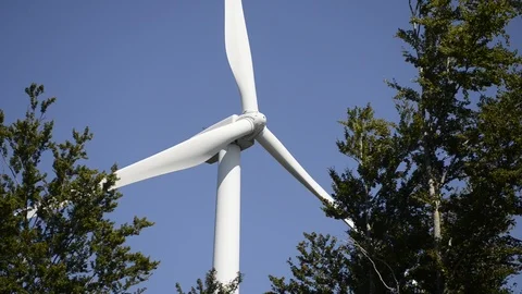 Wind turbines on nature Stock Footage 93438651
