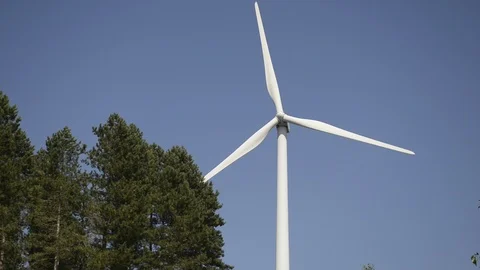 Wind turbines on nature Stock Footage 93438675