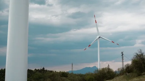 Wind turbines in nature Stock Footage 109617621