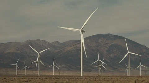 Wind Turbines in Nevada Desert Stock-Footage 121900136