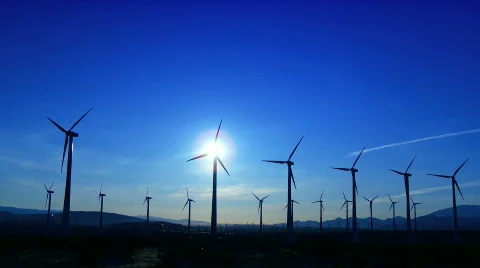 Wind turbines at night Stock Footage 626422
