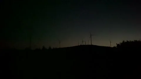 Wind Turbines at night Stock Footage