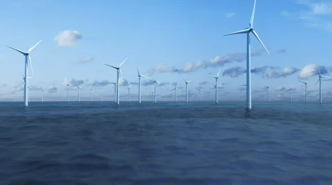 Wind turbines on ocean Vidéo 831638