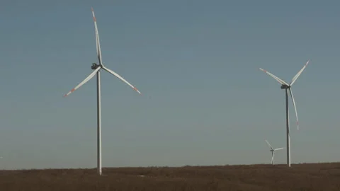 Wind Turbines in Open Field Stock Footage 282926368
