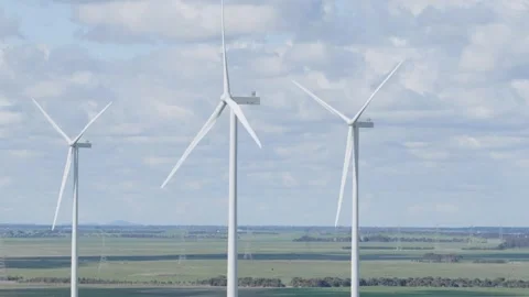 Wind Turbines in Open Fields Landscape Stock-Footage 334351264