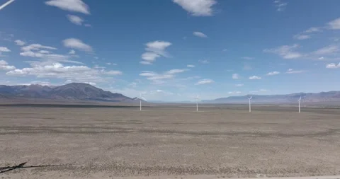 Wind Turbines in Oper Desert Drone Aerial View Stock Footage 221112622