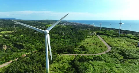 Wind turbines or wind energy converter in Taiwan Video stock 246775087